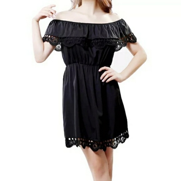Bohemian Lace Chiffon Off The Shoulder Dress - Picture 5 of 7
